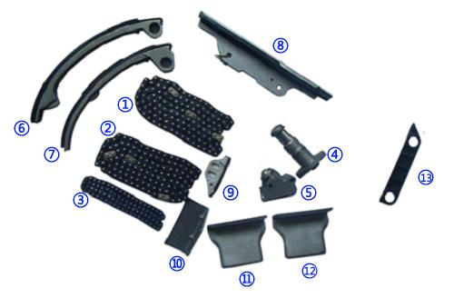 প্লাস্টিক PA66 / PA46 টাইমিং চেইন কিট ইনফিনিটি 4494CC V8 90-96 Q45 32V DOHC জন্য